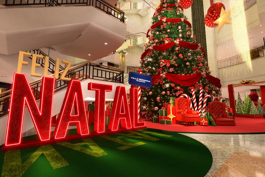 Villa Romana Shopping inaugura decoração de Natal nesta sexta (5) com Papai Noel, árvore gigante e ação solidária